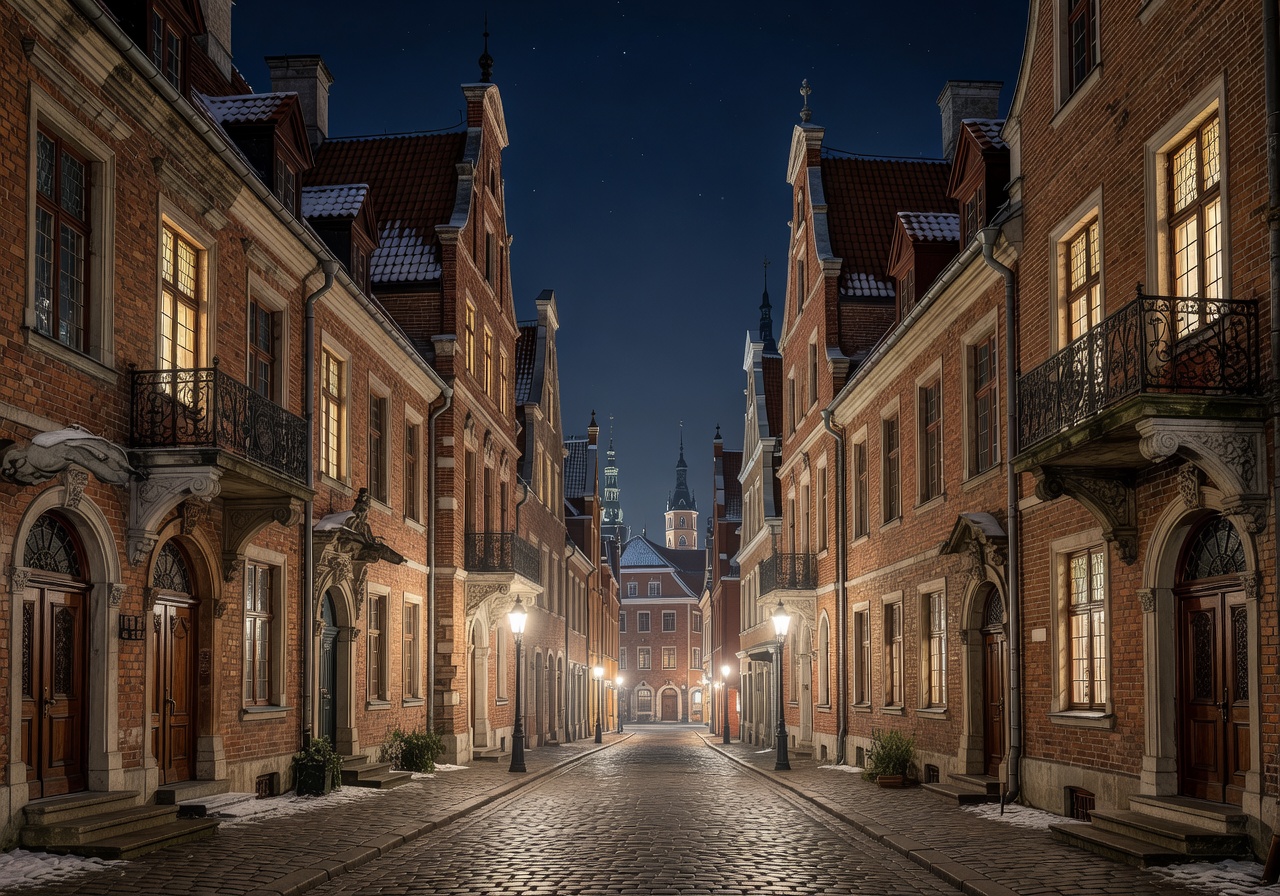 Riga old town night architecture
